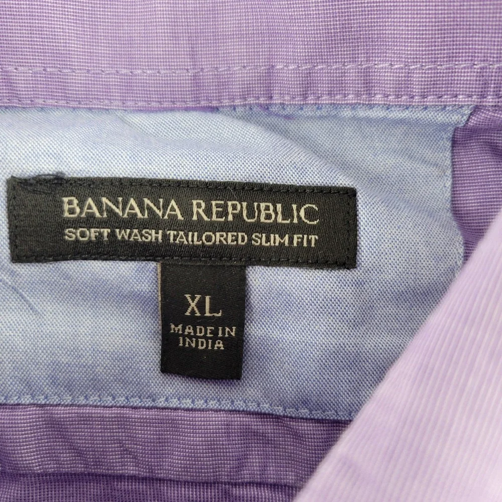 Banana Republic Shirt Mens XL Purple Solid Long Sleeve Button Up Slim Fit Casual